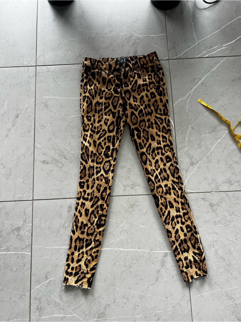 Tripp NYC Leopard Print Skinny Jeans - Black & Tan